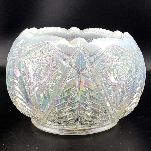 Fenton Other - Fenton White Iridescent Opalescent Glass Rose Bowl Vase